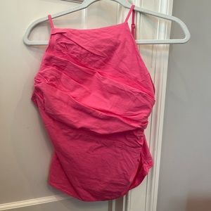 Pink ruched top w adjustable straps